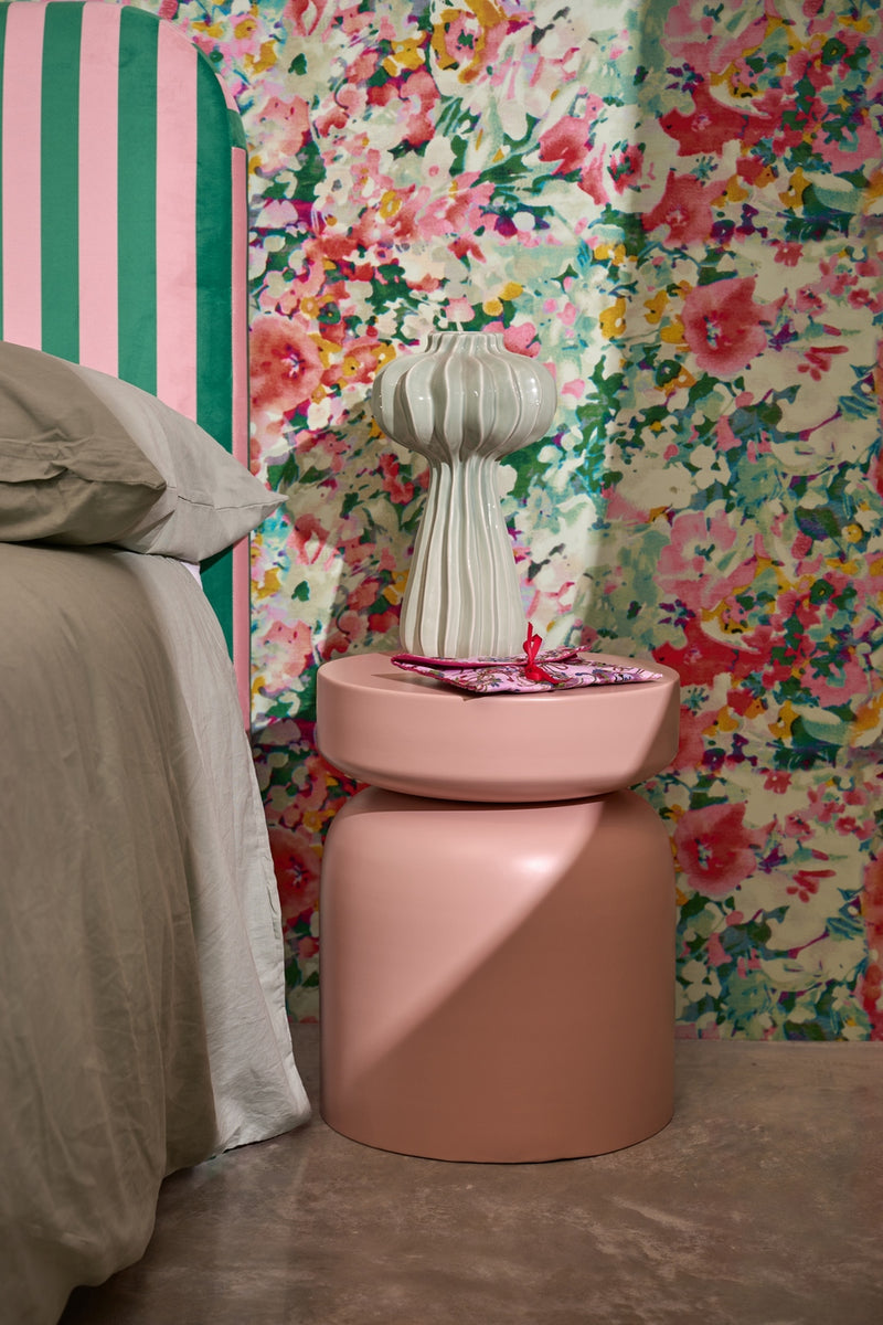 Poppy Bedsite Table And Stool - Pink