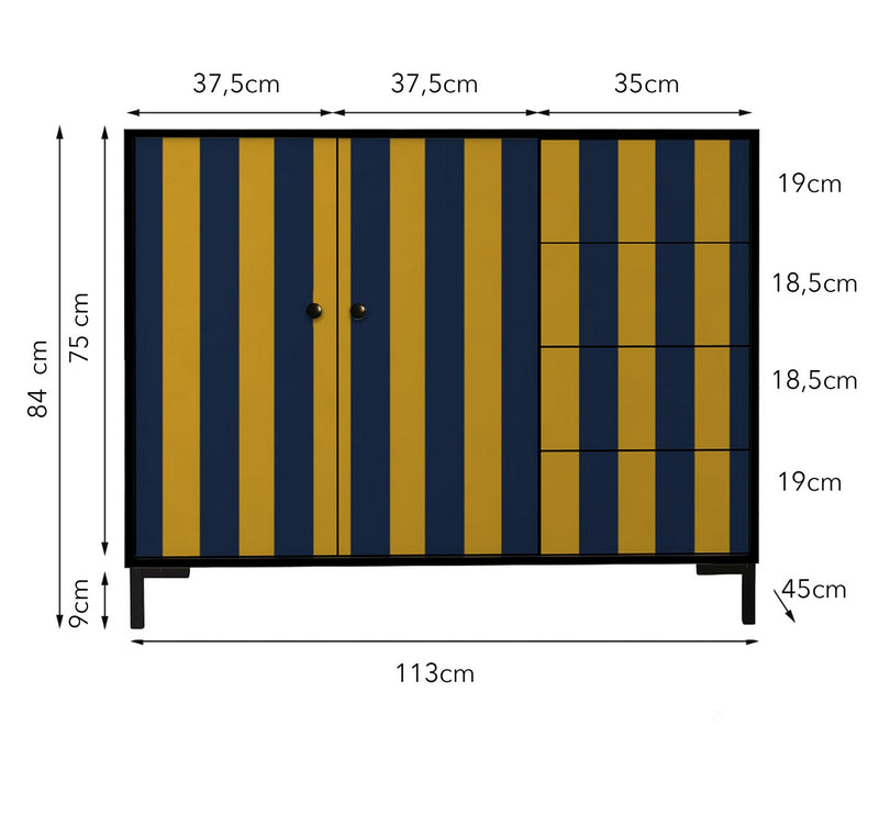 Buffet Wilma - Bleu Et Jaune
