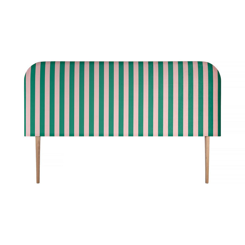 Tête de Lit Eddie Tapissée Velours 180 cm "Stripes Green Pink"