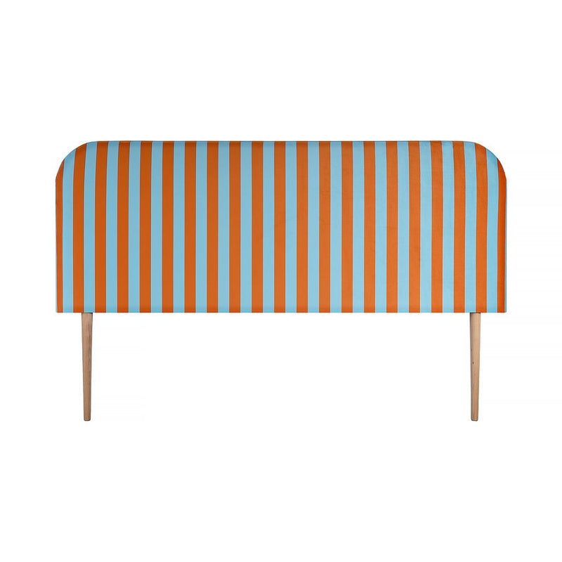 Tête de Lit Eddie Tapissée Velours 180 cm "Stripes Copper Blue"