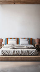 Tête de Lit Eddie Tapissée Velours 180 cm "Stripes Copper Blue"