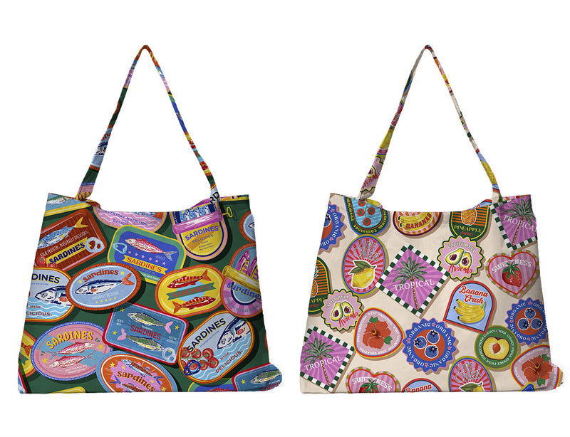 Set 2 Sacs de Courses Vegs "Fruits and Fish Clun"