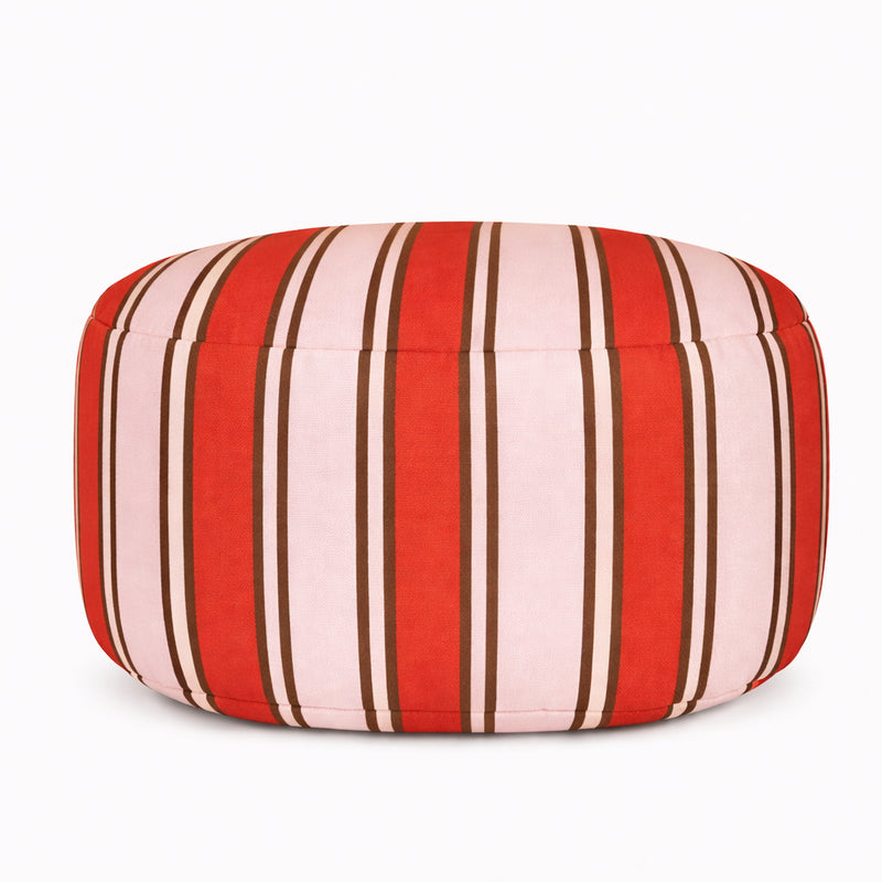 Pouf Rayures "Red & Brown"