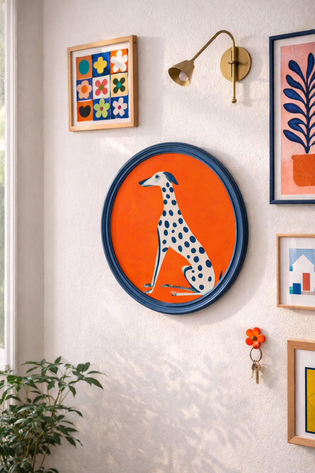 Tableau Mural Rond 40 Cm "Blue Dante"