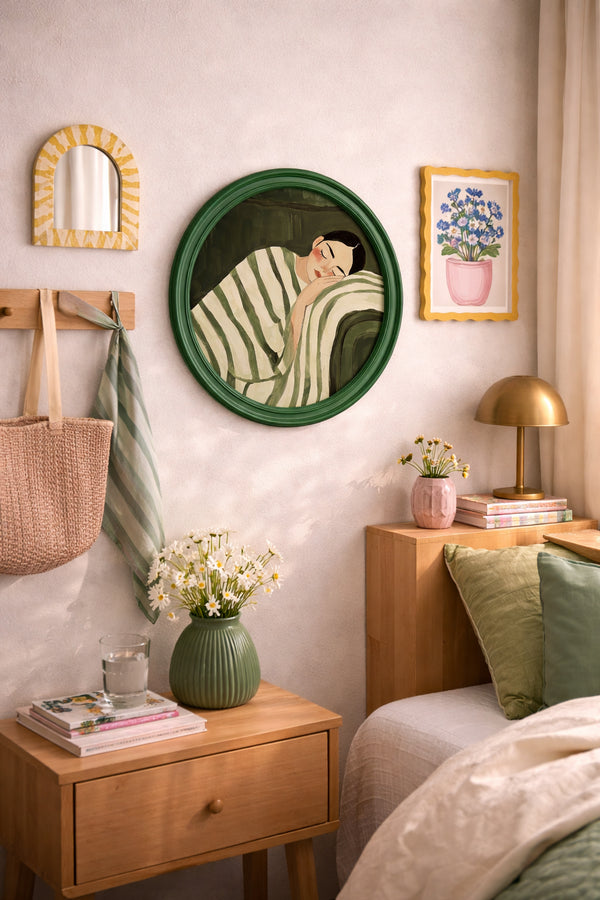 Cuadro de pared redondo 40 cm "Green Lucia"