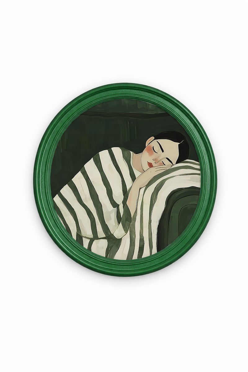 Tableau Mural Rond 40 cm "Green Lucia"