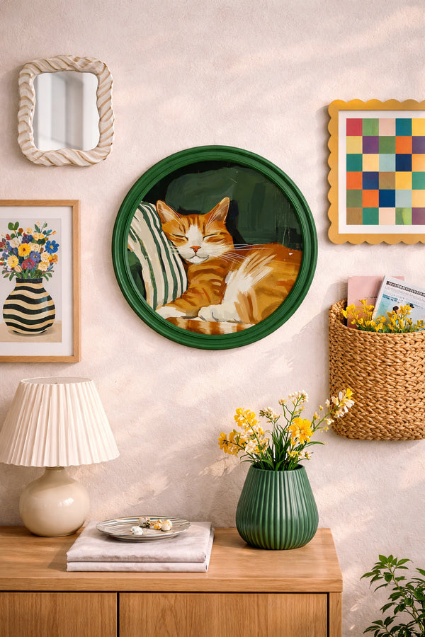 Cuadro De Pared Redondo 40 cm "Green Siesta"