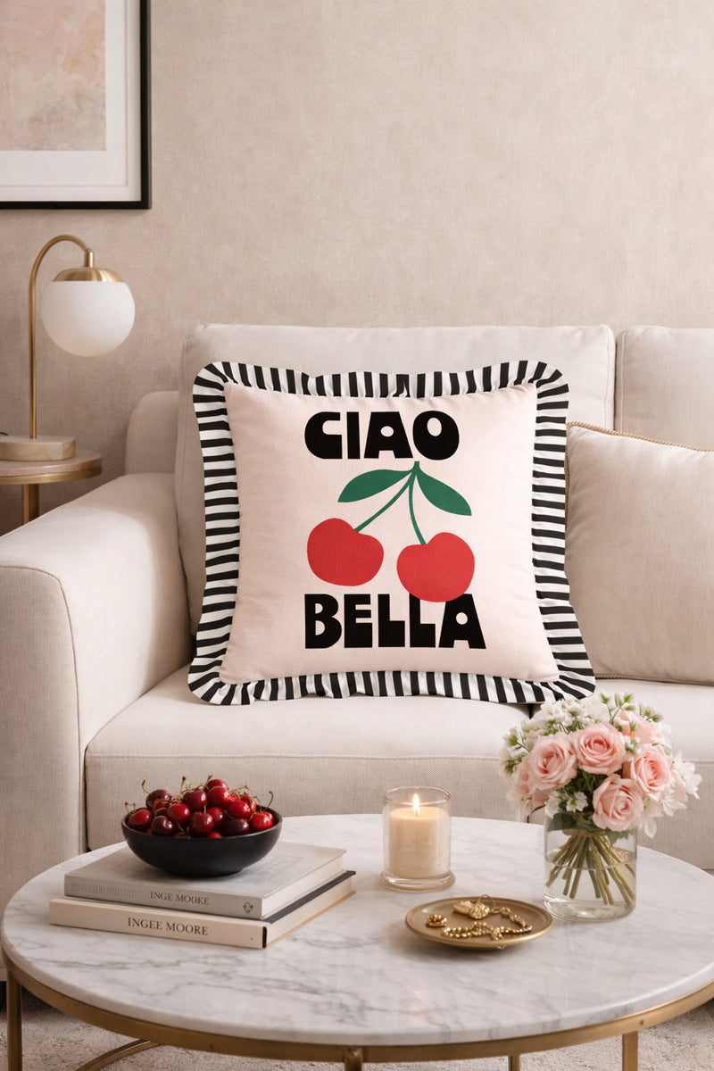 Cojín Terciopelo Volantes “Ciao Bella”