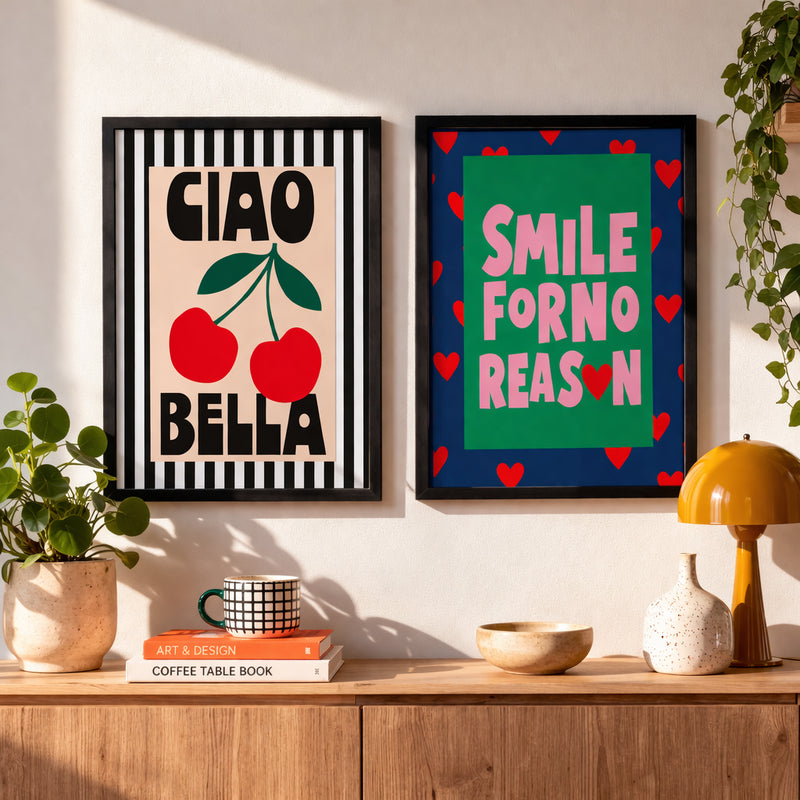 Cadre Moulure Noire 40x30 "Smile for no reason"