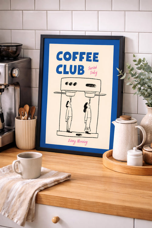 Cadre Moulure Noire 40x30 "Coffee Club Blue"