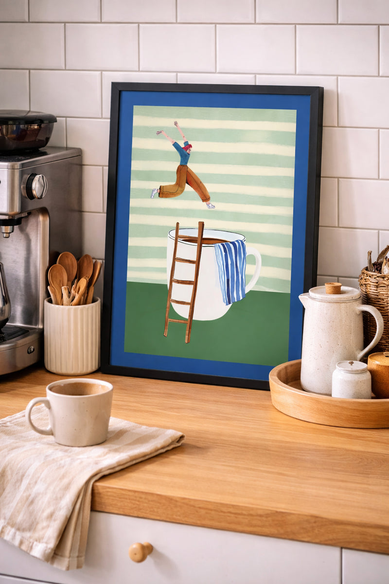 Cadre Moulure Noire 40x30 "The Coffee Jump"