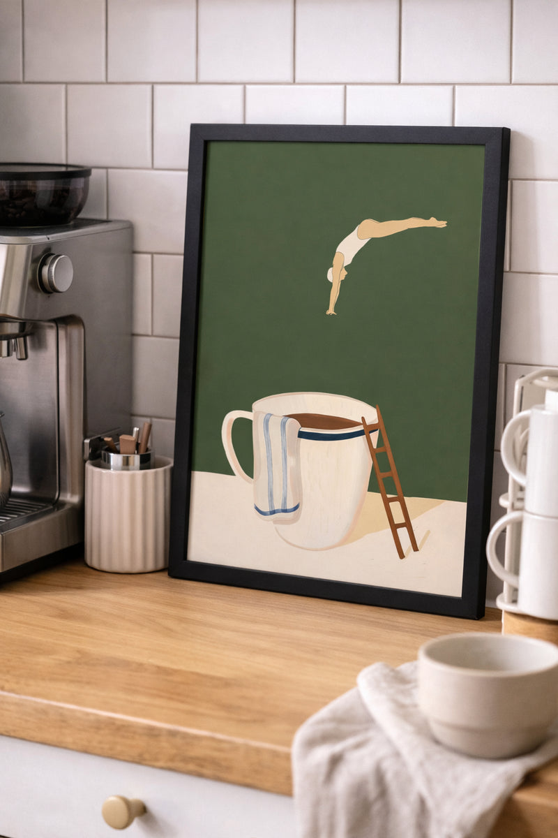 Cadre Moulure Noire 40x30 "Caffeine Jump"
