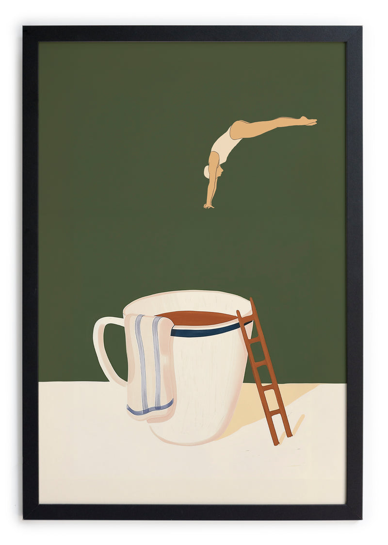 Cadre Moulure Noire 40x30 "Caffeine Jump"