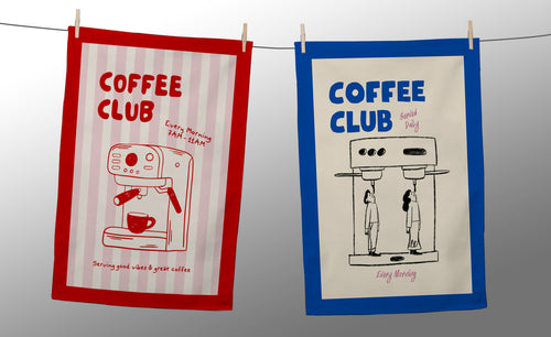 Set 2 Torchons "Coffee Club"
