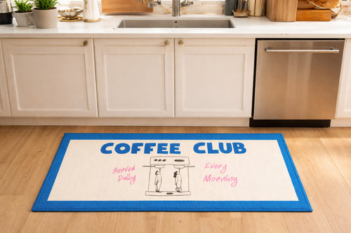 Tapis de Cuisine "Coffee Club Blue"