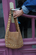 Camel Clou Suede Bag