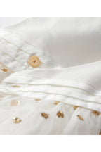 Two-Fabric Dress - Ecru and Gold - Baby Girl