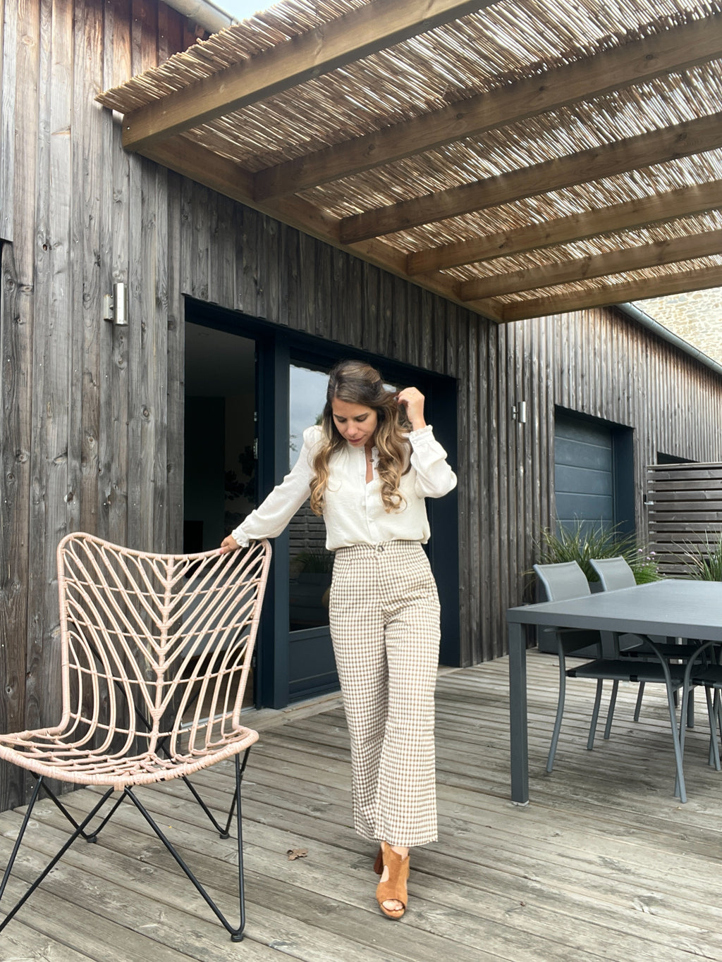 Camel Vichy Check Trousers