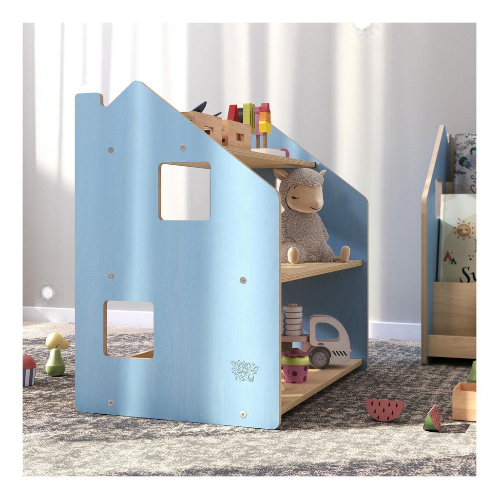 Étagère À Jouets – Bleu Clair & Rose
