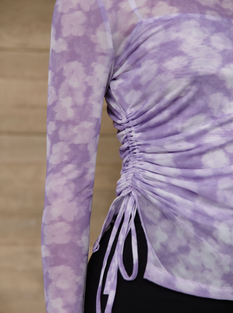 Top Lila Mesh Plissé