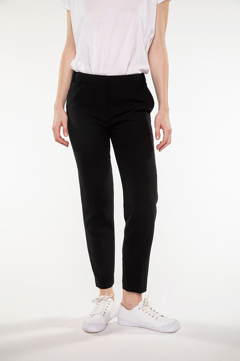 Pantalon Cigarette En Tissu Fluide Noir