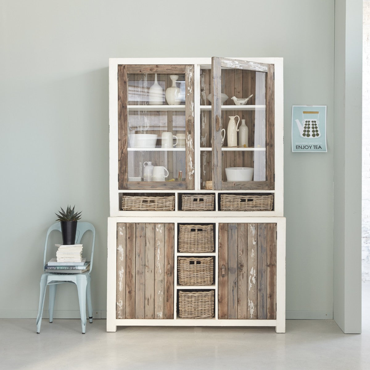 Honfleur – Kredens – Lite drewno z recyklingu – Biały