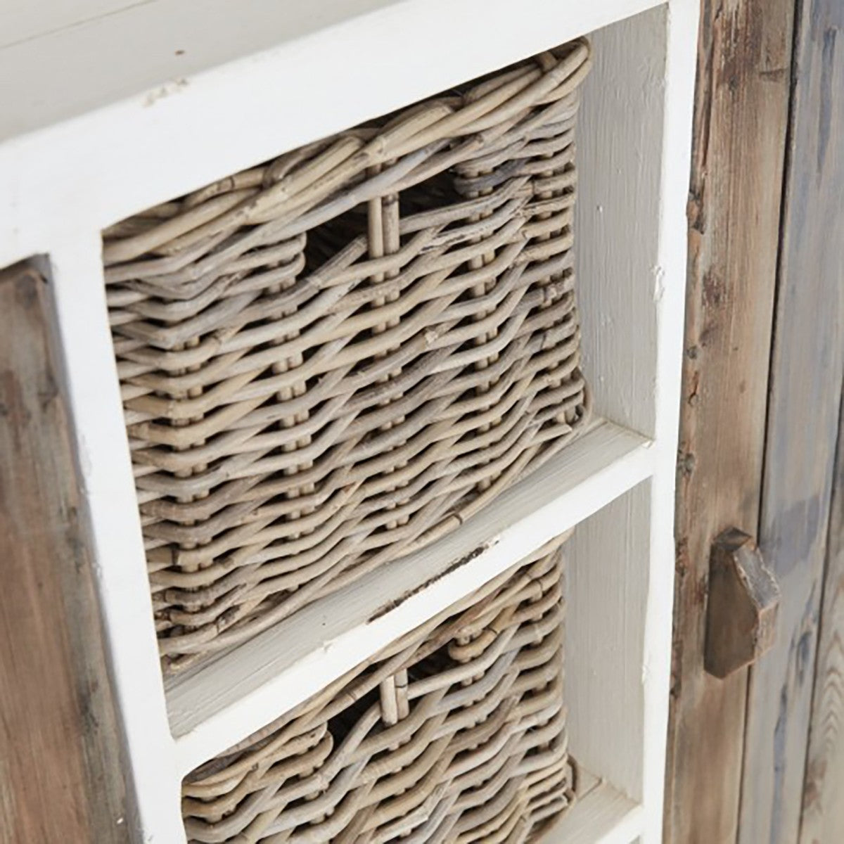 Honfleur – Kredens – Lite drewno z recyklingu – Biały