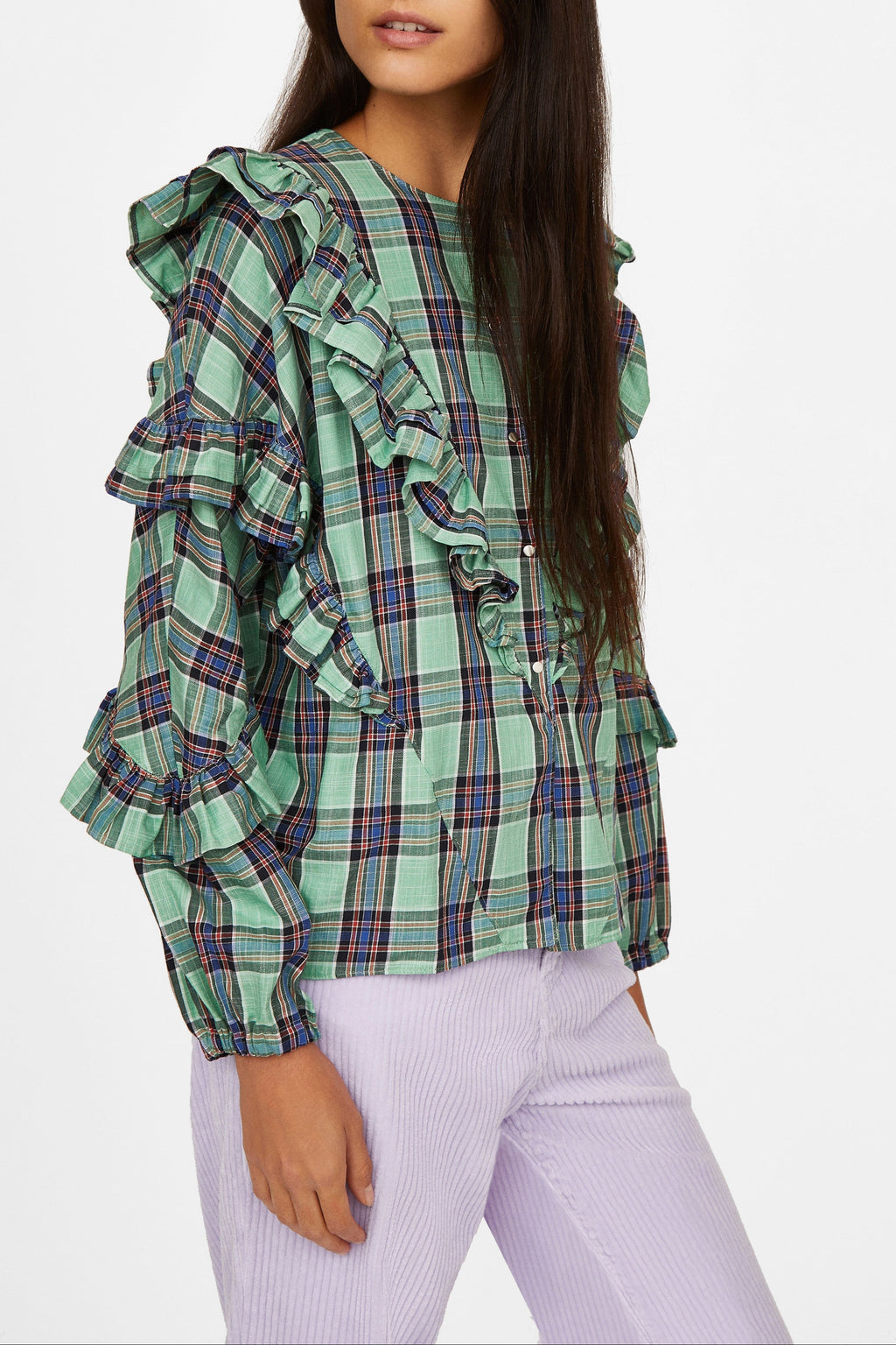 Blusas Milk Check - geométrico AQUA