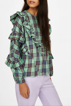 Blusas Milk Check - geométrico AQUA