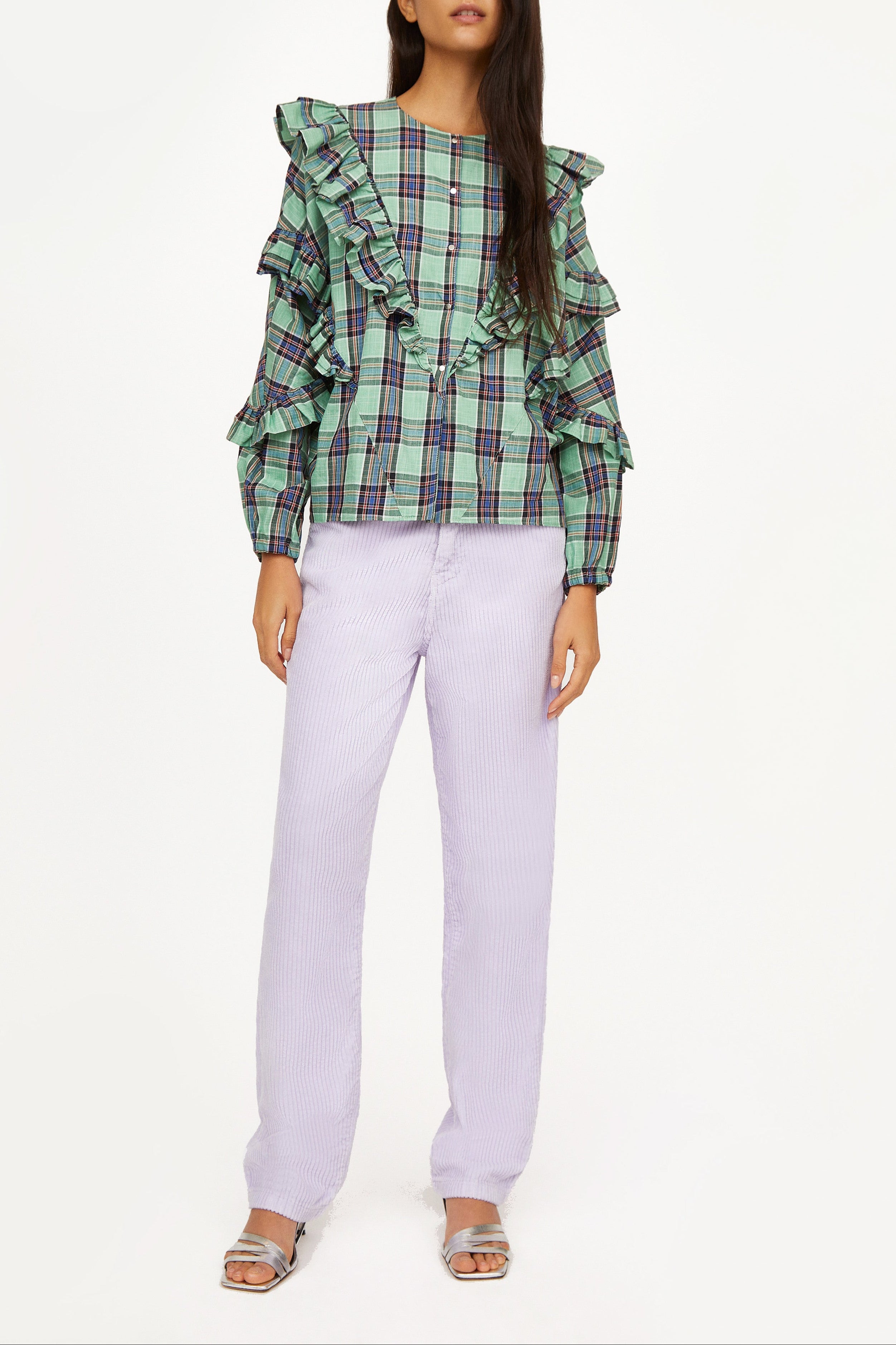 Blusas Milk Check - geométrico AQUA