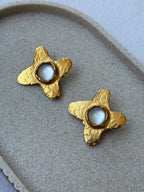 Chantal Audias Vintage Earrings - Hammered Floral Motif