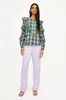 Milk Check blouses - geometric AQUA