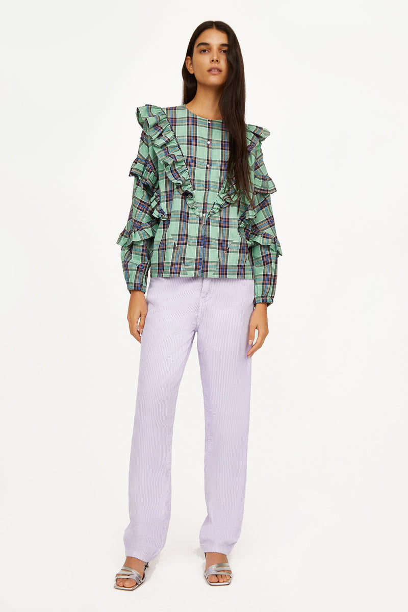 Milk Check blouses - geometric AQUA