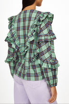 Blusas Milk Check - geométrico AQUA