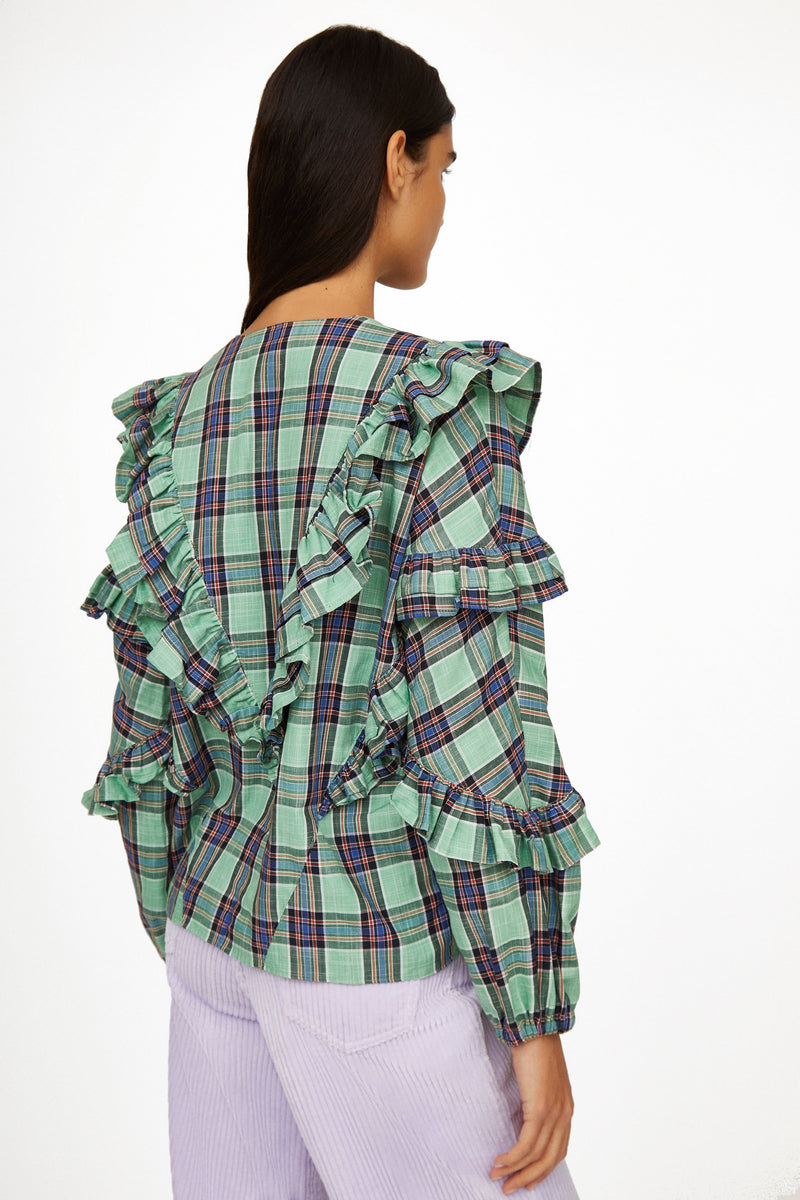 Milk Check blouses - geometric AQUA