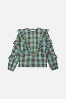 Milk Check blouses - geometric AQUA