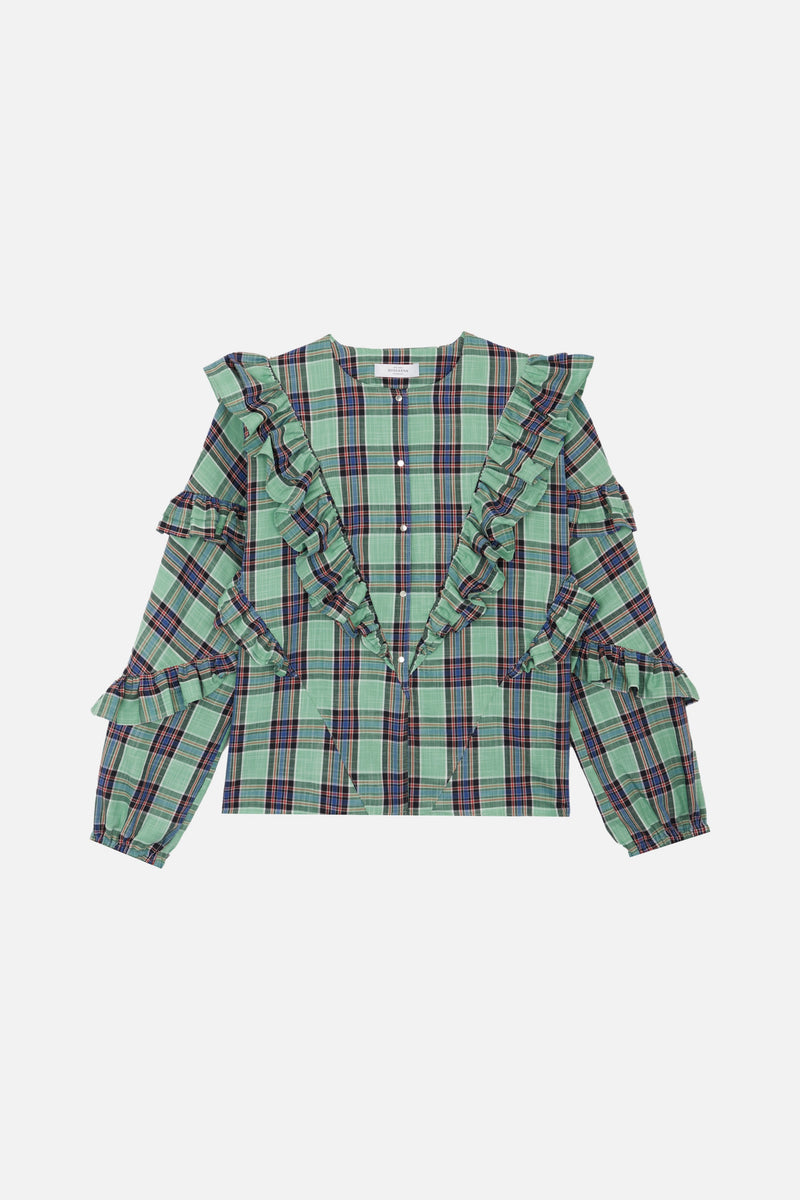 Milk Check blouses - geometric AQUA