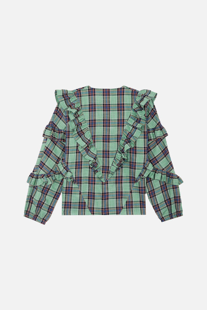 Milk Check blouses - geometric AQUA