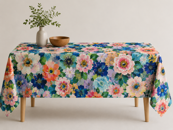 Nappe En Lin 140X250 Mantel De Lino 140X250 (Secret Garden) - Multicolore