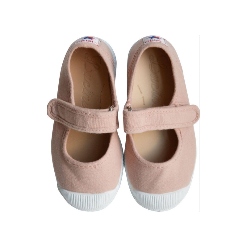 Canvas Ballerina Shoes with Velcro Closure - Nude Pink - Girl