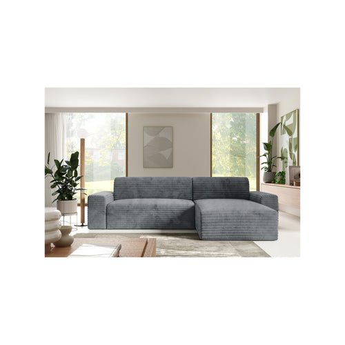 Canapé D'Angle Convertible 4 Places - Eden - Velours Gris Clair