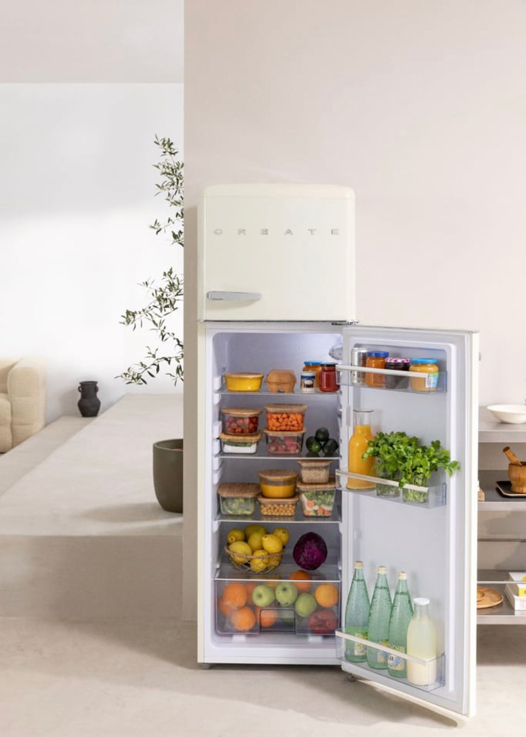 Fridge Stylance Top 246L - Frigorífico Combi Estilo Retro - Blanco Roto