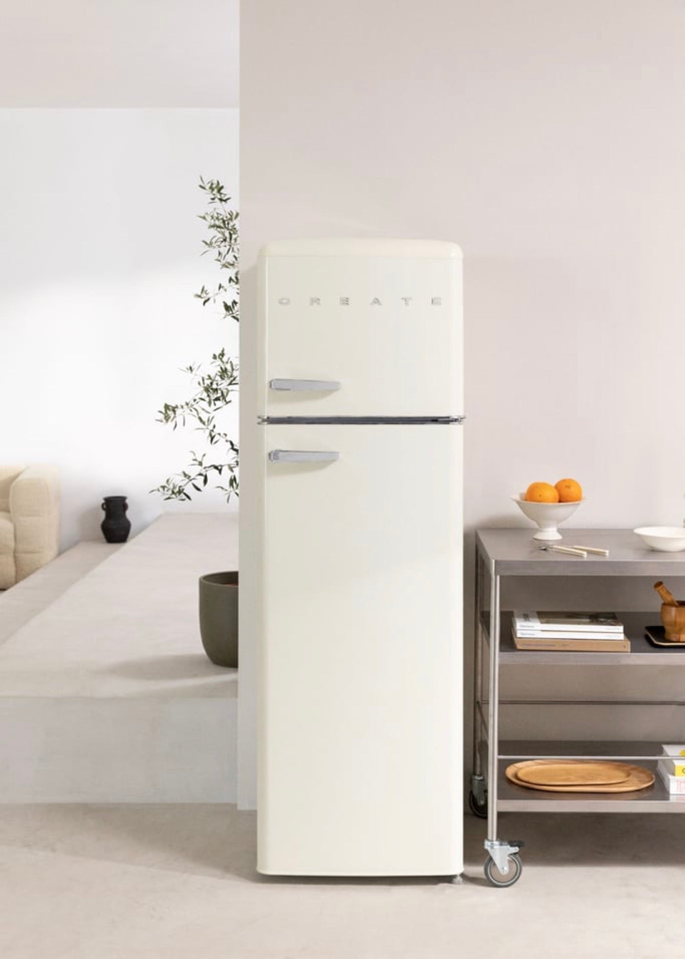 Fridge Stylance Top 246L - Frigorífico Combi Estilo Retro - Blanco Roto