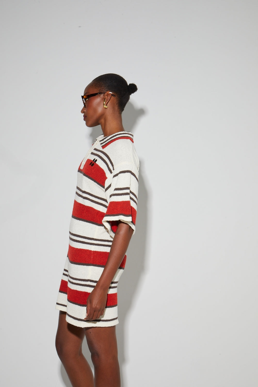 Dress Polo Ricky Chocolat En Fil De Coton Éponge, Tricotée En Italie