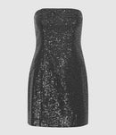 Rotate - Robe Courte Sequins Noir - Femme