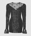 Rotate - Robe Courte Sequins Noir - Femme