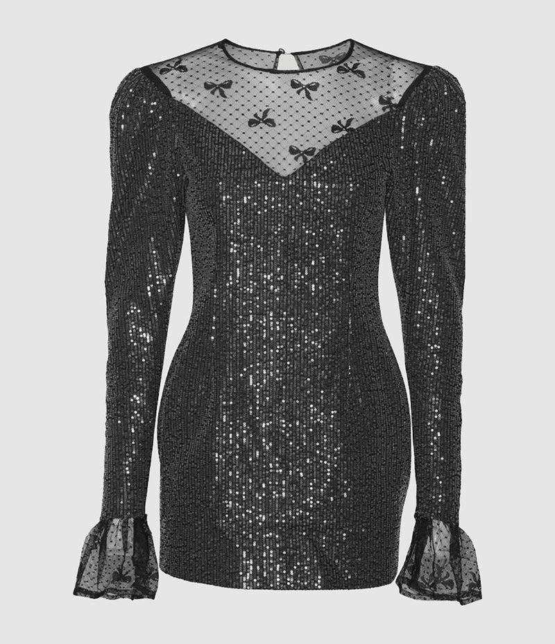 Rotate - Robe Courte Sequins Noir - Femme