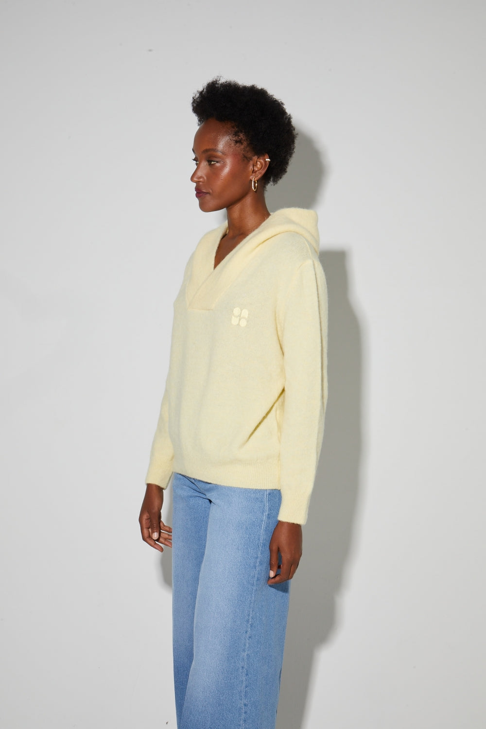 Sweatshirt Nola Alpaga Yellow Fabriqué En Italie