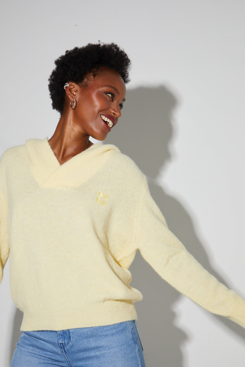 Sweatshirt Nola Alpaga Yellow Fabriqué En Italie