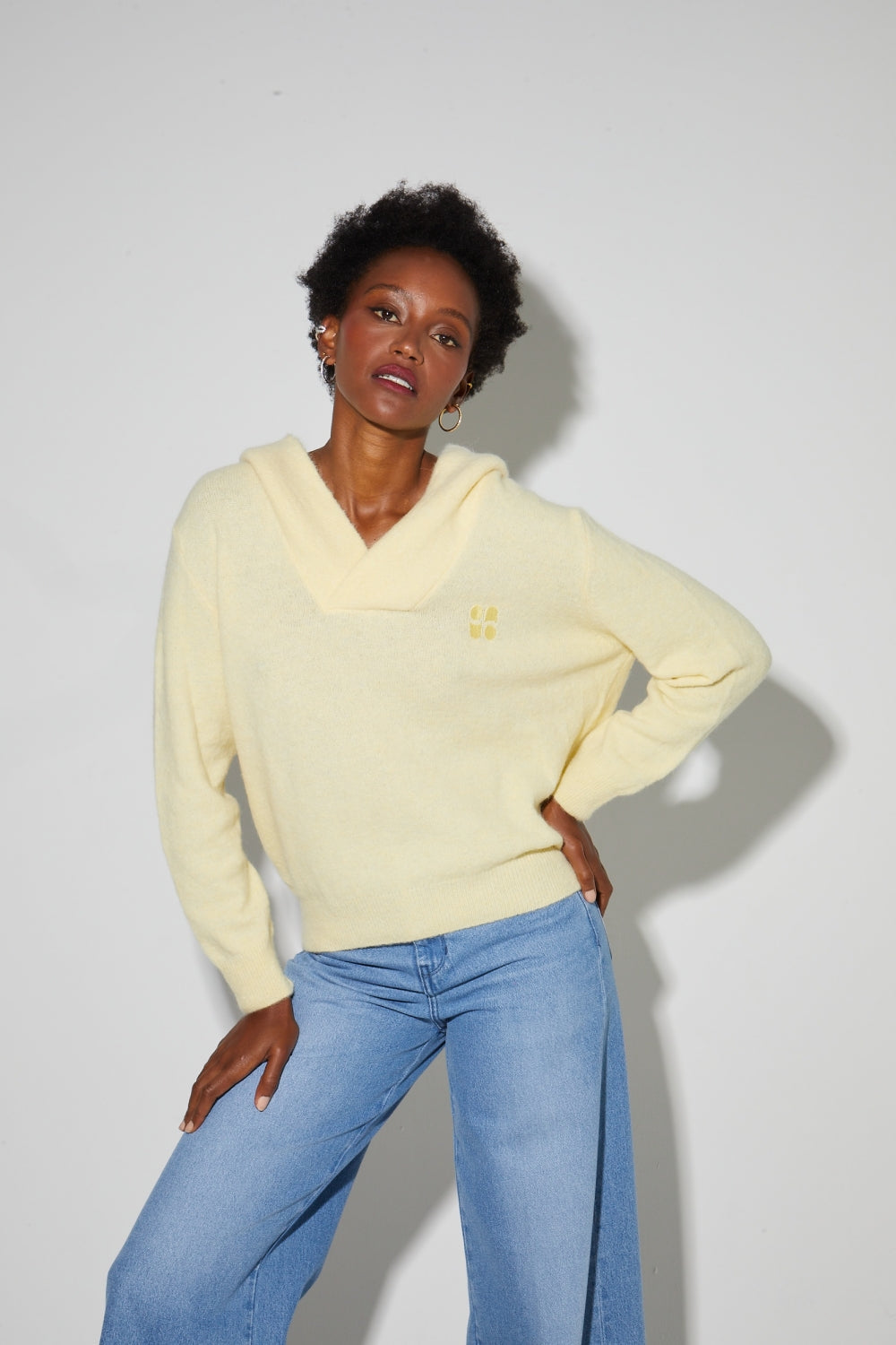 Sweatshirt Nola Alpaga Yellow Fabriqué En Italie